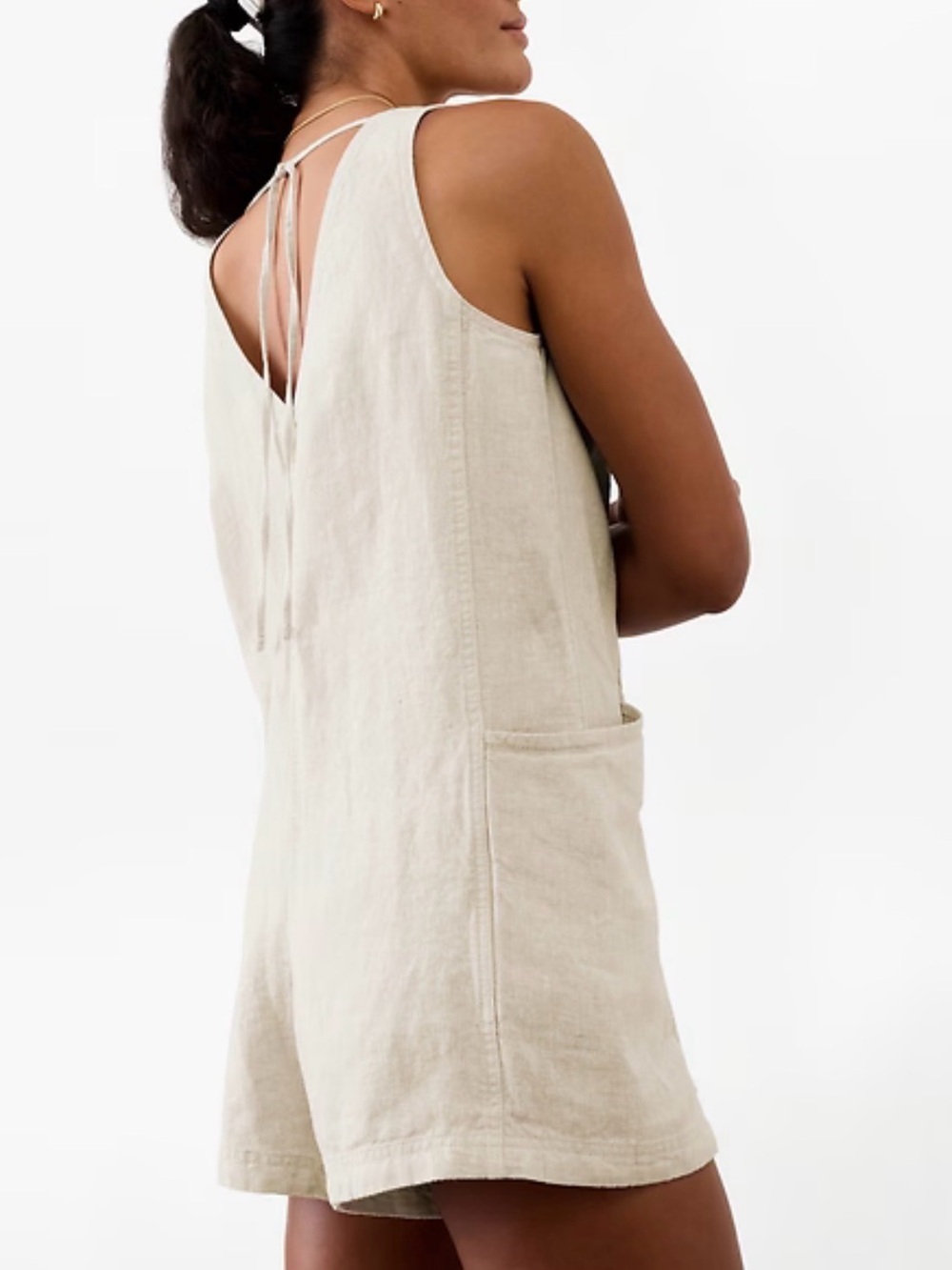 Athleta Natural V-Neck Linen Romper - Picture 2 of 7